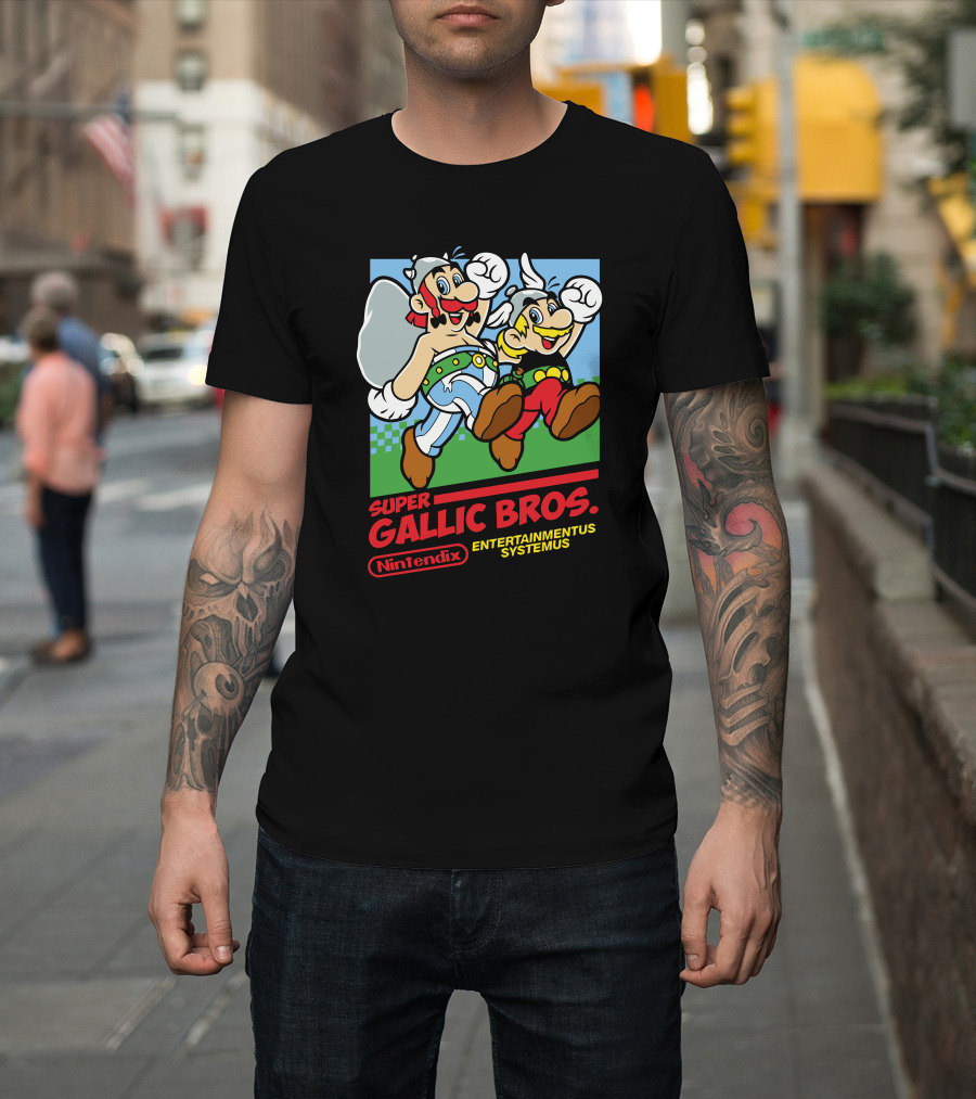 Super Gallic Bros Nintendo Entertainmentus Systemus T-Shirt