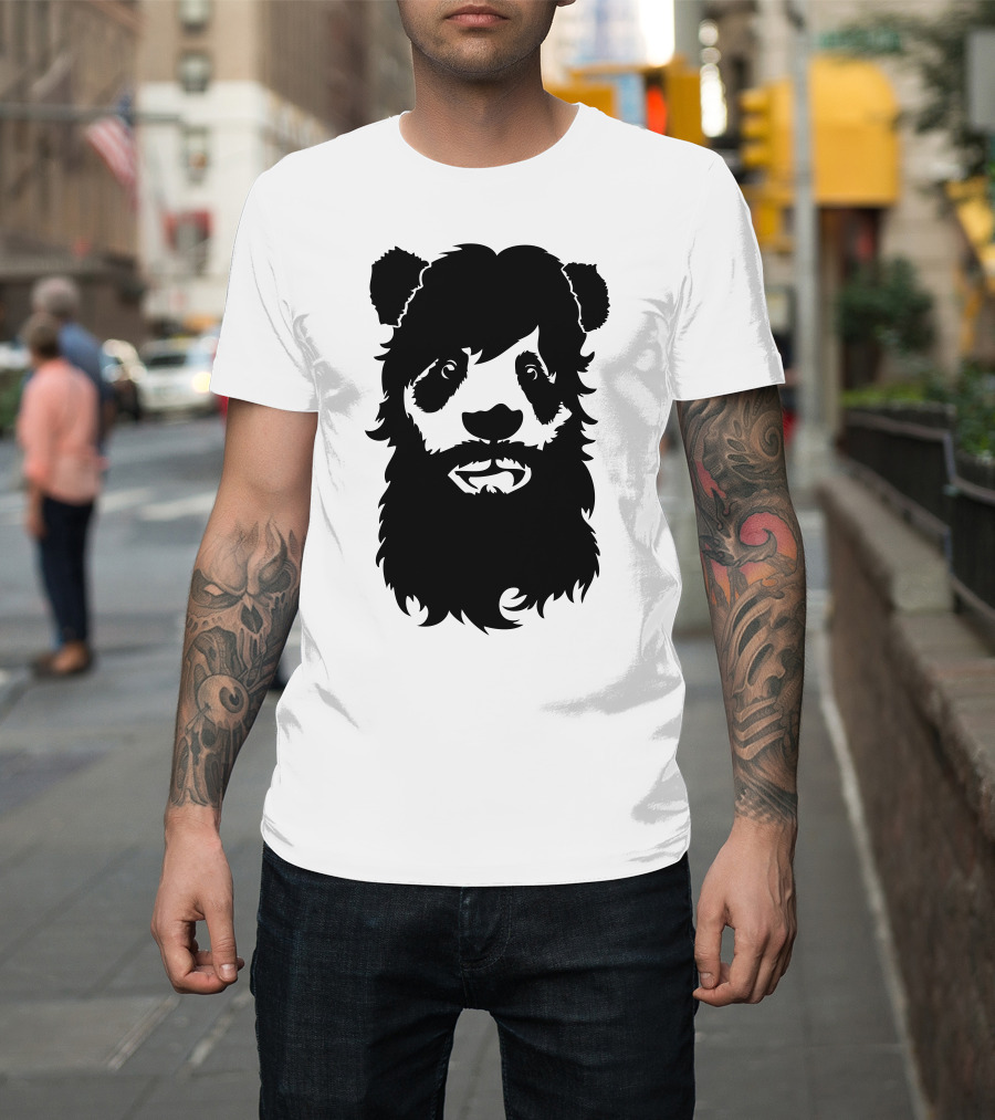 Panda Beard Silhouette Face Fusion T-Shirt