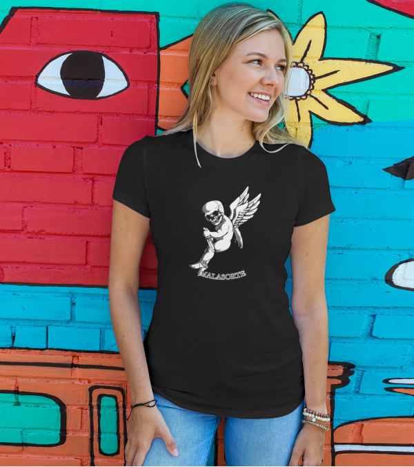 Malasorte Winged Skull Cherub With Dagger T-Shirt