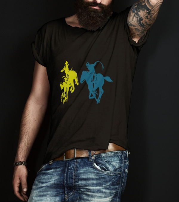 Cowboy Fight Neon Rodeo Duel T-Shirt