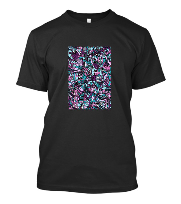 Crazy Characters Colorful Doodle T-Shirt