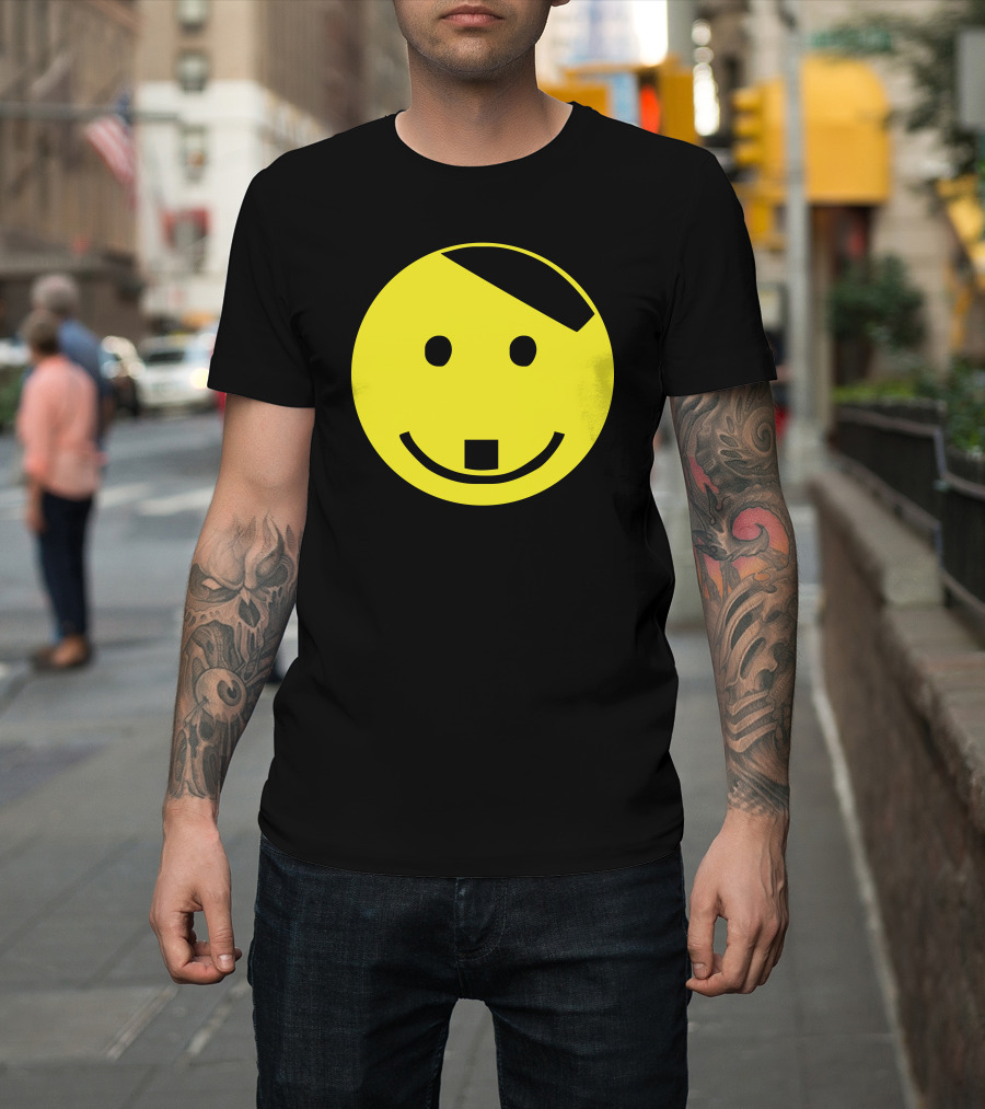 Smiley Face Adolf Hitler Icon with Yellow and Black Elements T-Shirt