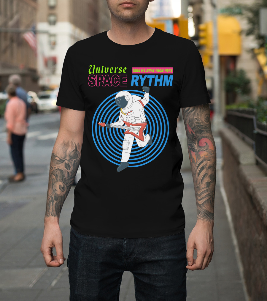 Universe Space Rythm Take Me Away from Here Astro Guitar T-Shirt