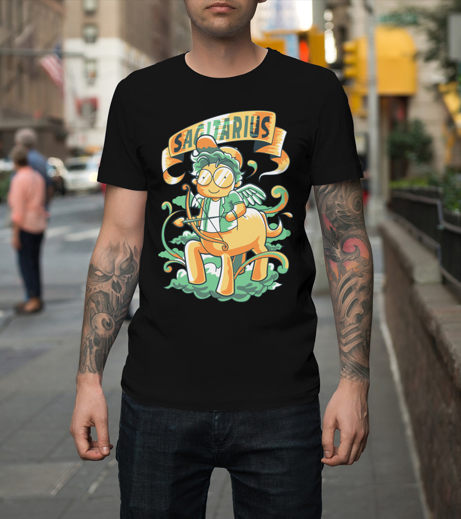 SAGITARIUS Hipster Centaur with Bow and Wings T-Shirt