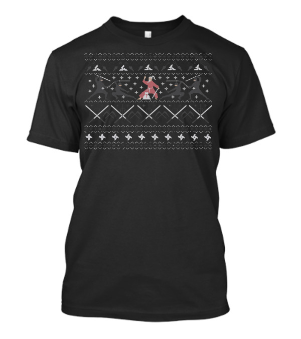 Ninja Season Fighters Pattern Karate Warrior Christmas Sweater Style Decor T-Shirt