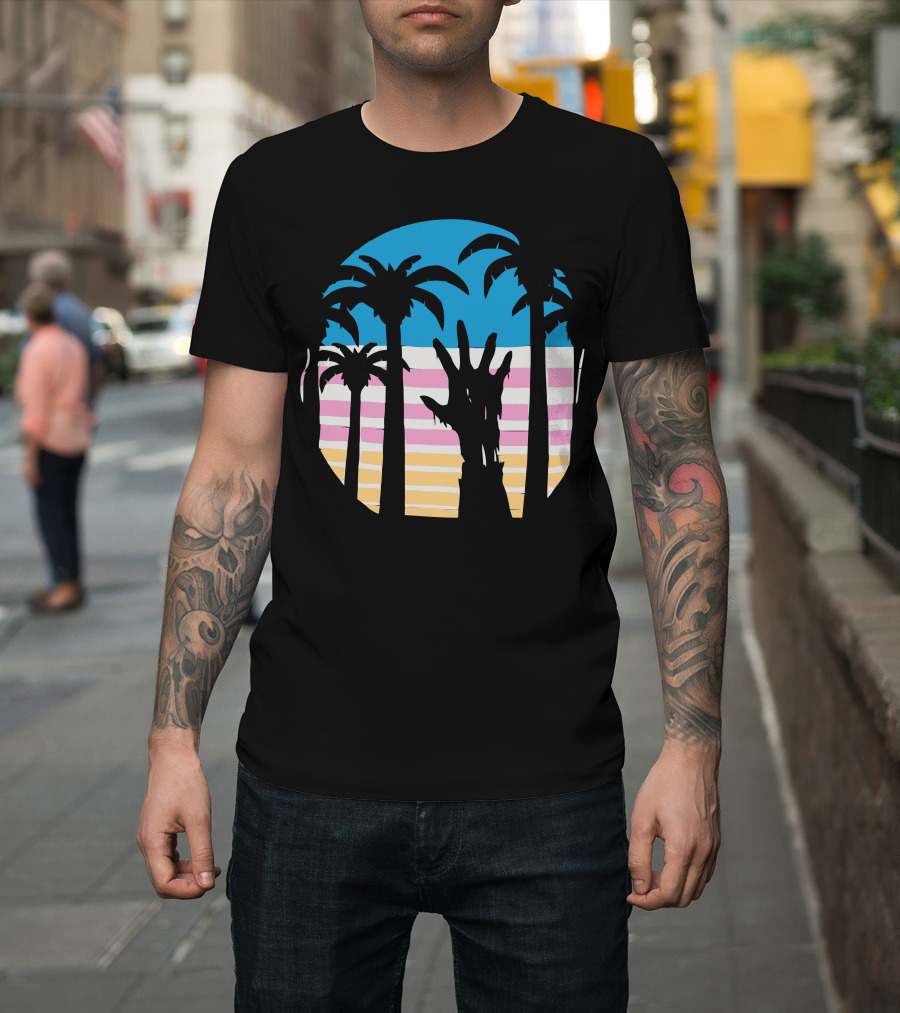 Trouble In Paradise Zombie Palm Sunset T-Shirt