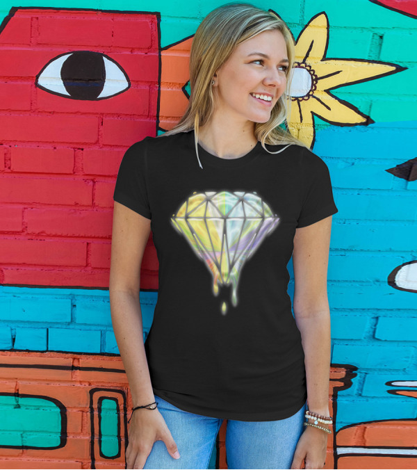 Dripping Rainbow Diamond Geometric Prism T-Shirt