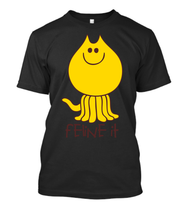 Feline It Cute Happy Yellow Cat Squid Hybrid T-Shirt