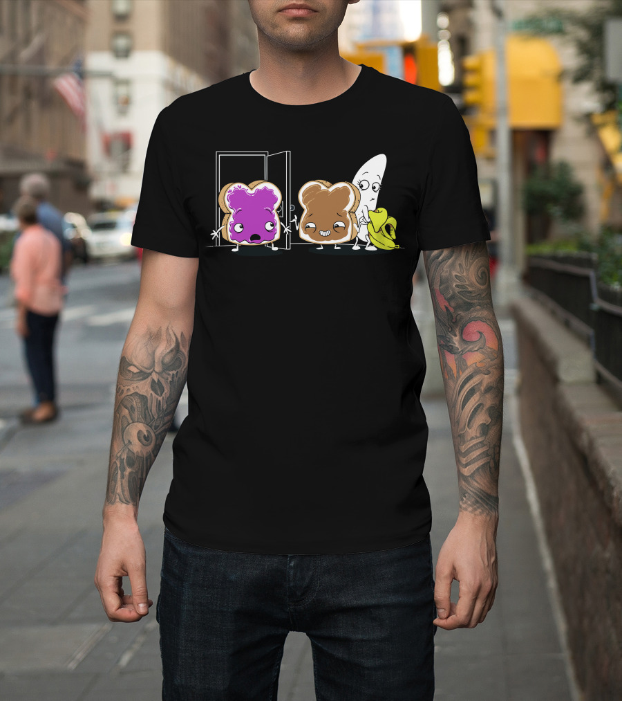 Peanut Butter and Jealousy with Bread Jam and Banana Characters T-Shirt