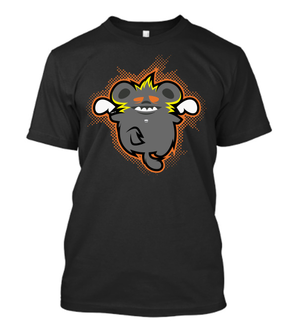 Crazy Ratz Cartoon Character With Electric Orange Outline T-Shirt