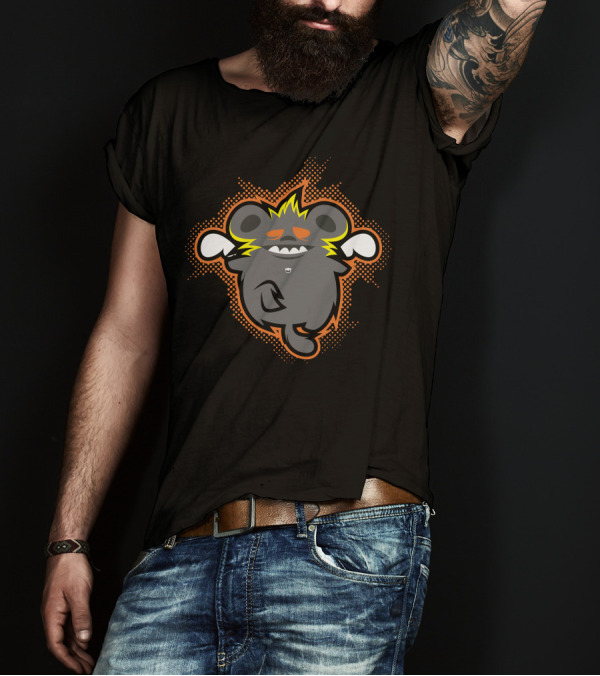 Crazy Ratz Cartoon Character With Electric Orange Outline T-Shirt