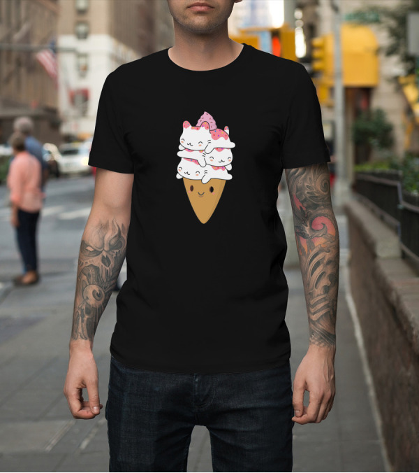 Shirt: Cute Cats Ice Cream Cone Stack with Sprinkles T-Shirt Cute Cats Ice Cream Cone Stack with Sprinkles T-Shirt