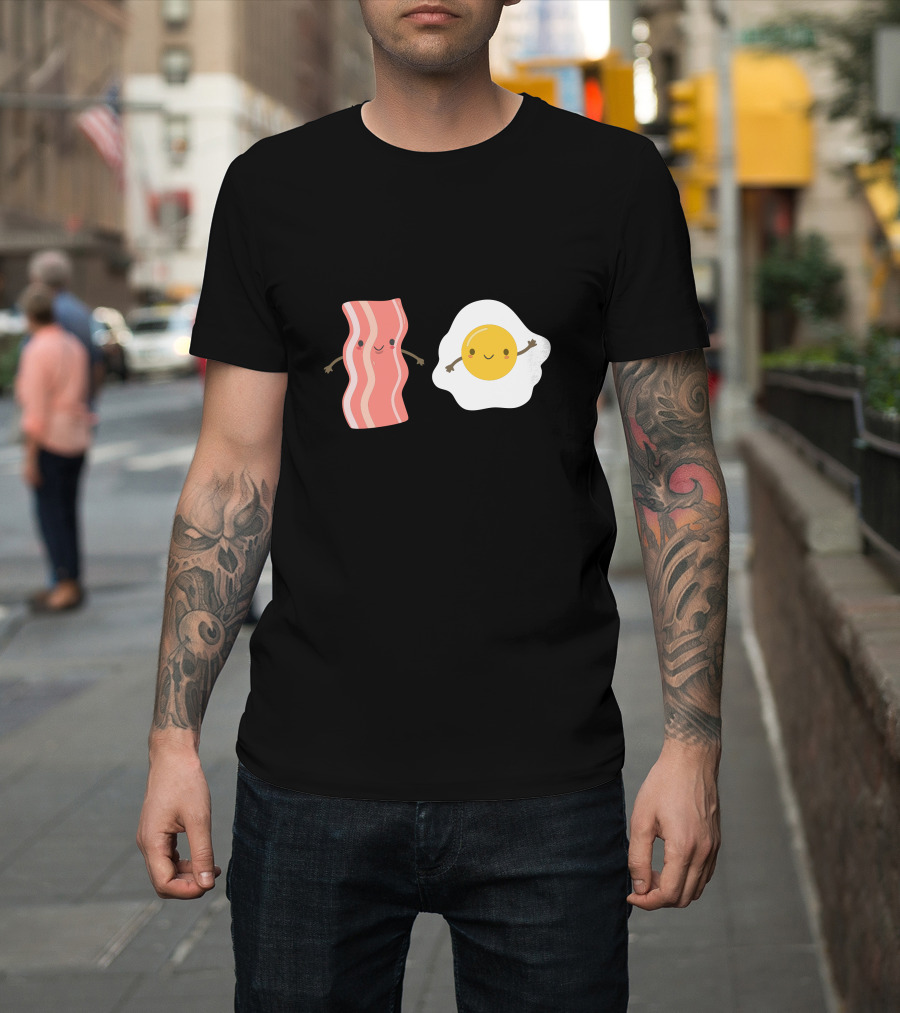 Kawaii Smiling Eggs and Bacon Duo T-Shirt