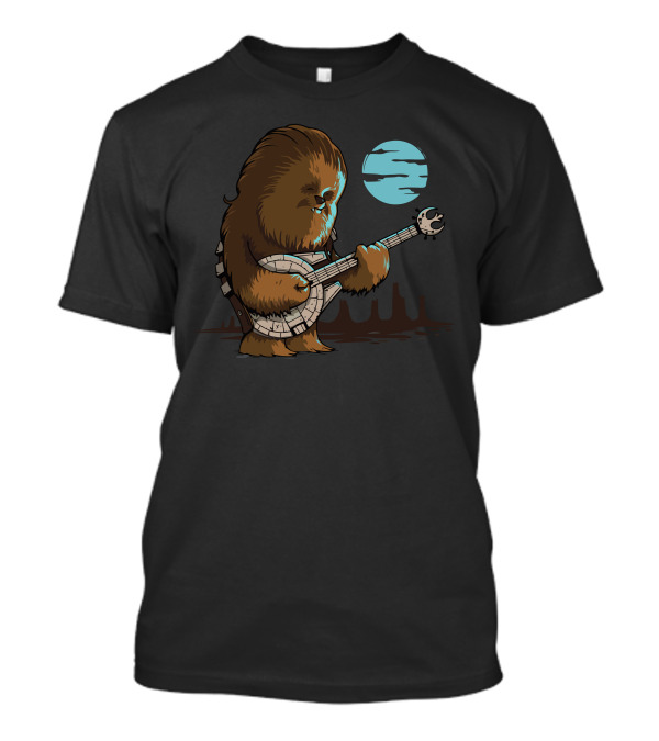 Lonely Chewbacca Playing Banjo Under Moonlight T-Shirt