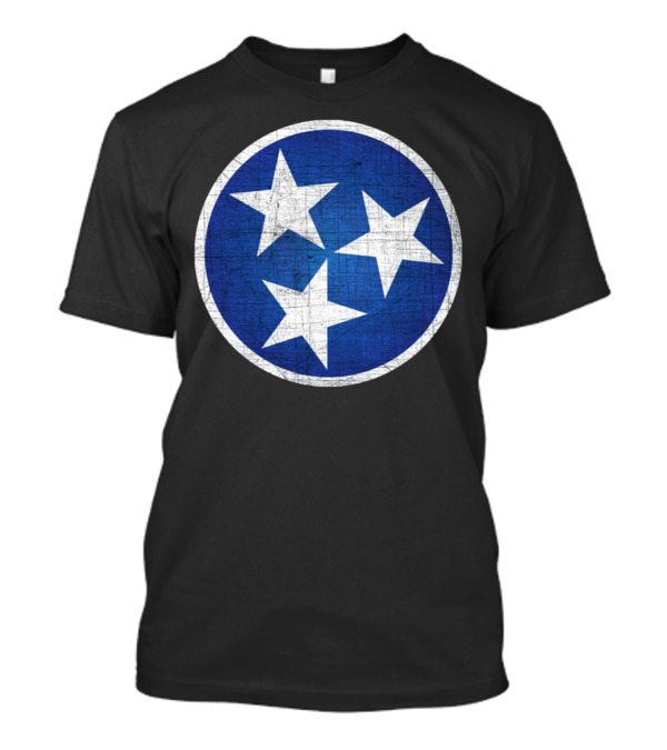 Tennessee State Flag Tri-Star Symbol On Blue Circle T-Shirt