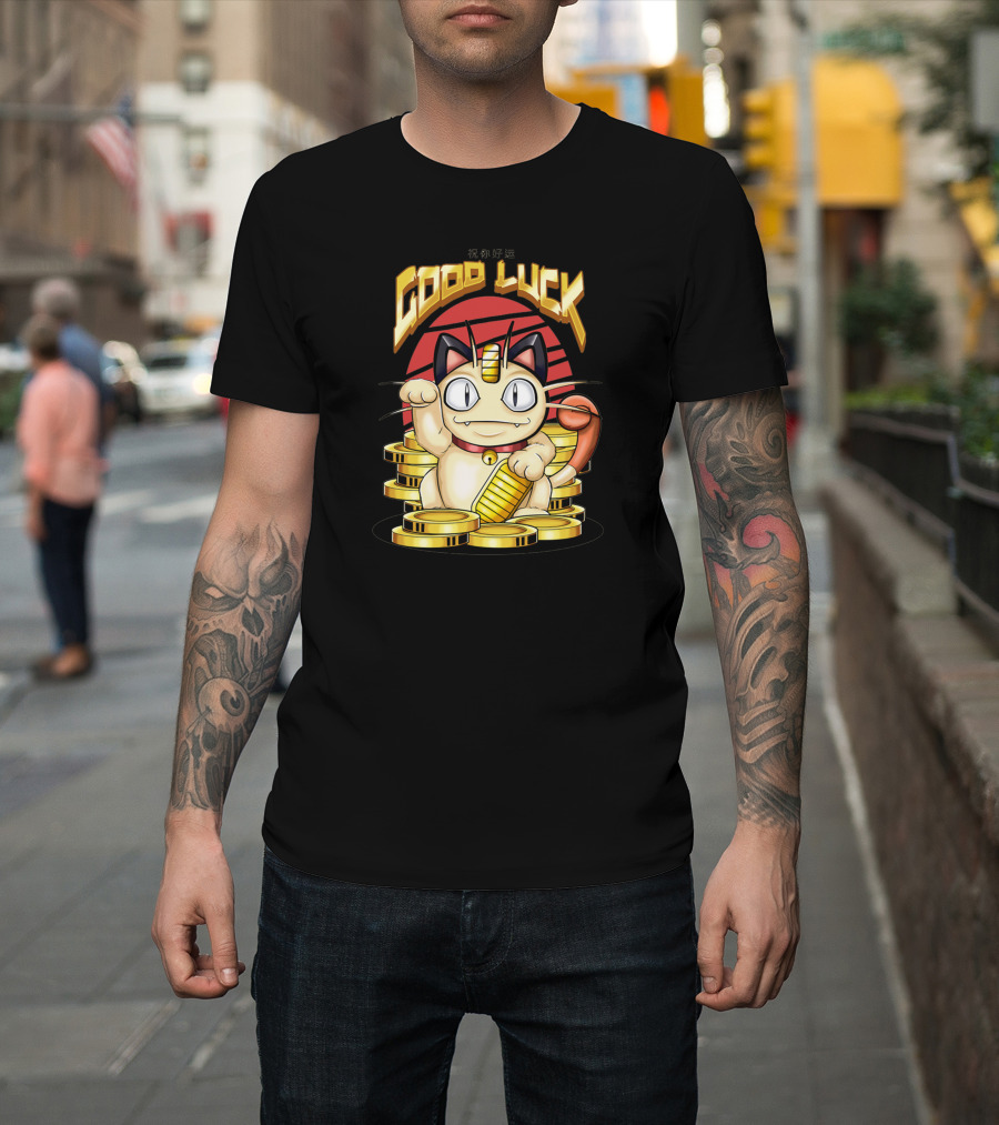 Good Luck Maneki Neko Meow Coins T-Shirt