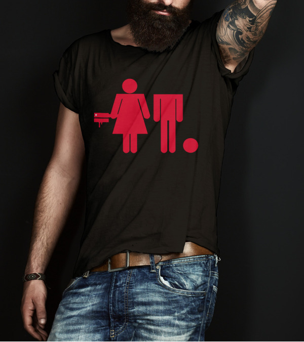 Woman Vs Man Headless Red Stick Figures Battle T-Shirt