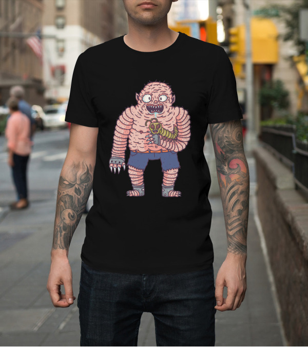 Shirt: Wormy Monster Holding Worm Creature T-Shirt Wormy Monster Holding Worm Creature T-Shirt