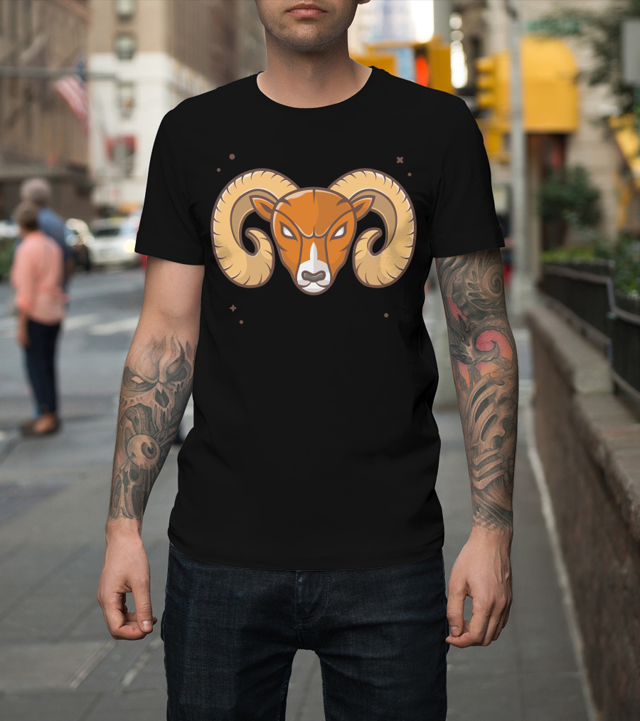 Angry Ram Fierce Horned Head T-Shirt