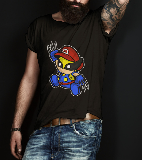 Mario Wolverine Crossover Mashup T-Shirt