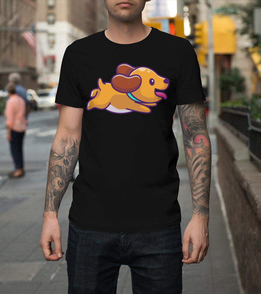 Cute Dog Running Playfully with Tongue Out T-Shirt