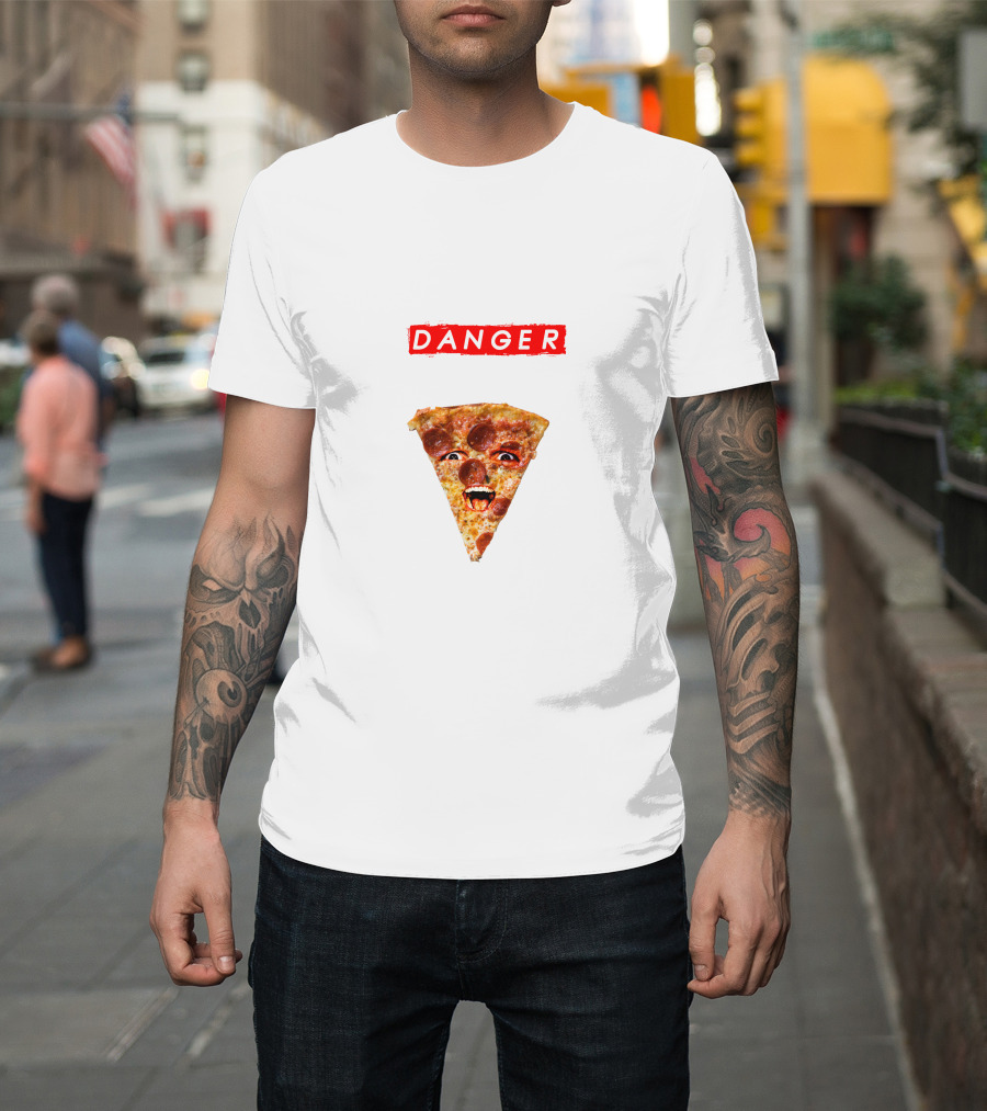 DANGER Pizza Slice Monster Face T-Shirt
