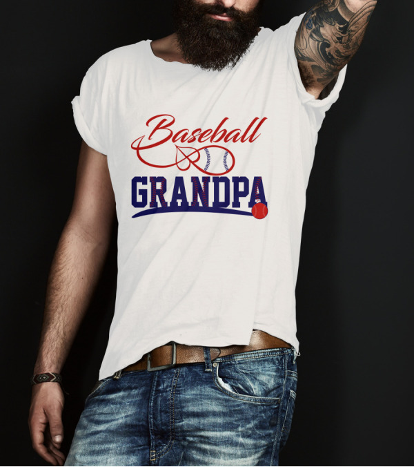 Baseball Grandpa Red And Blue Baseball Stitching Elements T-Shirt
