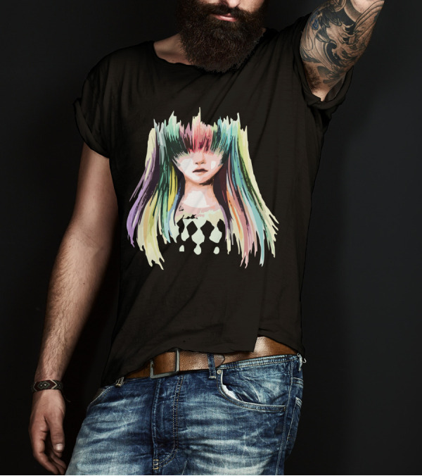 Colorful Hair Girl With Harlequin T-Shirt
