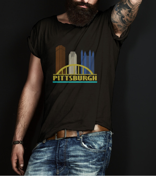 Pittsburgh City Skyline Iconic Bridge Building T-Shirt