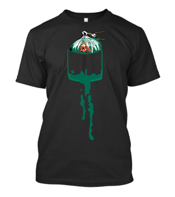Pocket Fishman Splash Ink Koi Bird T-Shirt