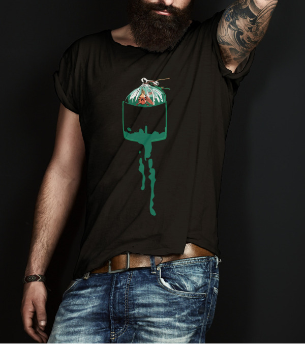Pocket Fishman Splash Ink Koi Bird T-Shirt