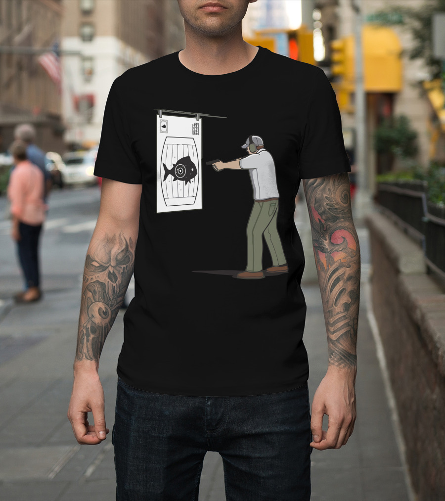 Shooter Aiming at Fish Target on Practice Range T-Shirt