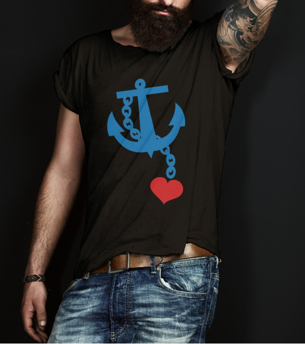 Anchor With Red Heart Charm T-Shirt