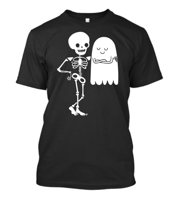 Body And Soul Skeleton And Ghost Hugging T-Shirt