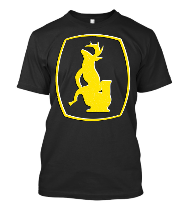 Deer John Toileting Deer Parody In Iconic Yellow Outline T-Shirt