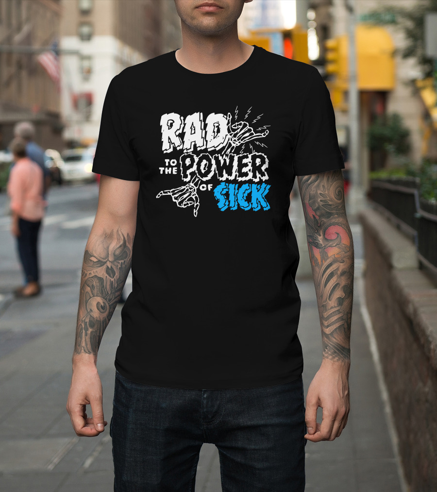 RAD TO THE POWER OF SICK Skeleton Hand Gesture T-Shirt