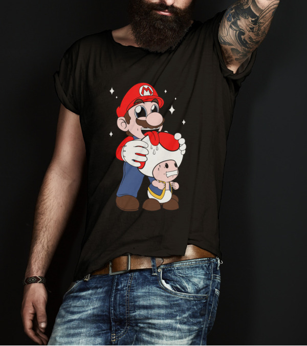 Mario Licking Toad Mario Parody Gaming T-Shirt