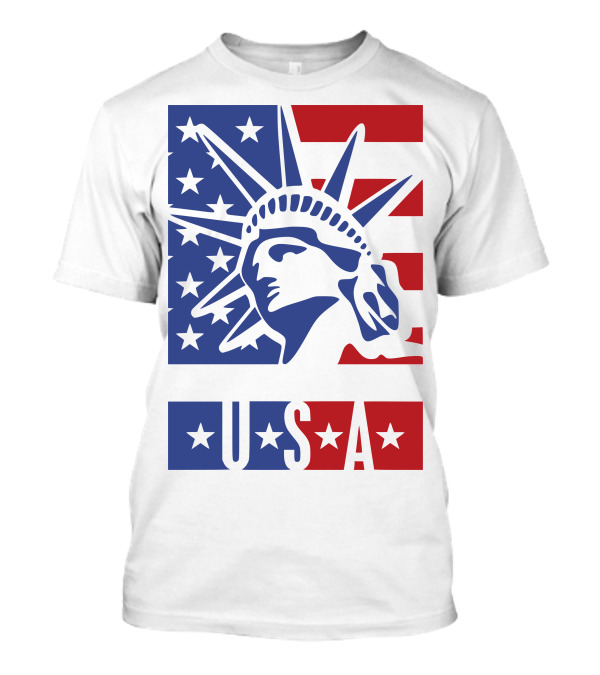 USA Statue Of Liberty American Flag Stars T-Shirt