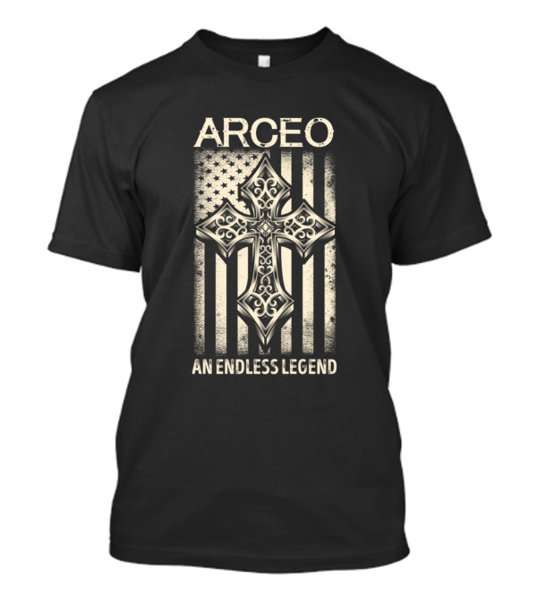 ARCEO An Endless Legend Vintage Cross And Flag T-Shirt