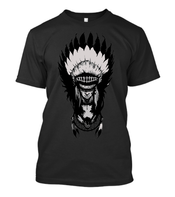 Native American Indian Chief Feather Headdress Warrior T-Shirt