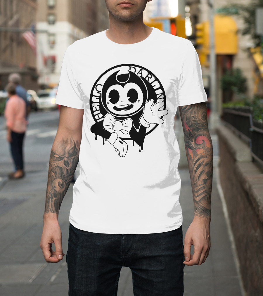 Hello Darlin Vintage Cartoon Character with Bow Tie and Grinning Face T-Shirt