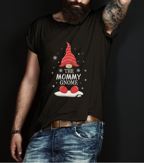 The Mommy Gnome Red Hat With Snowflakes T-Shirt