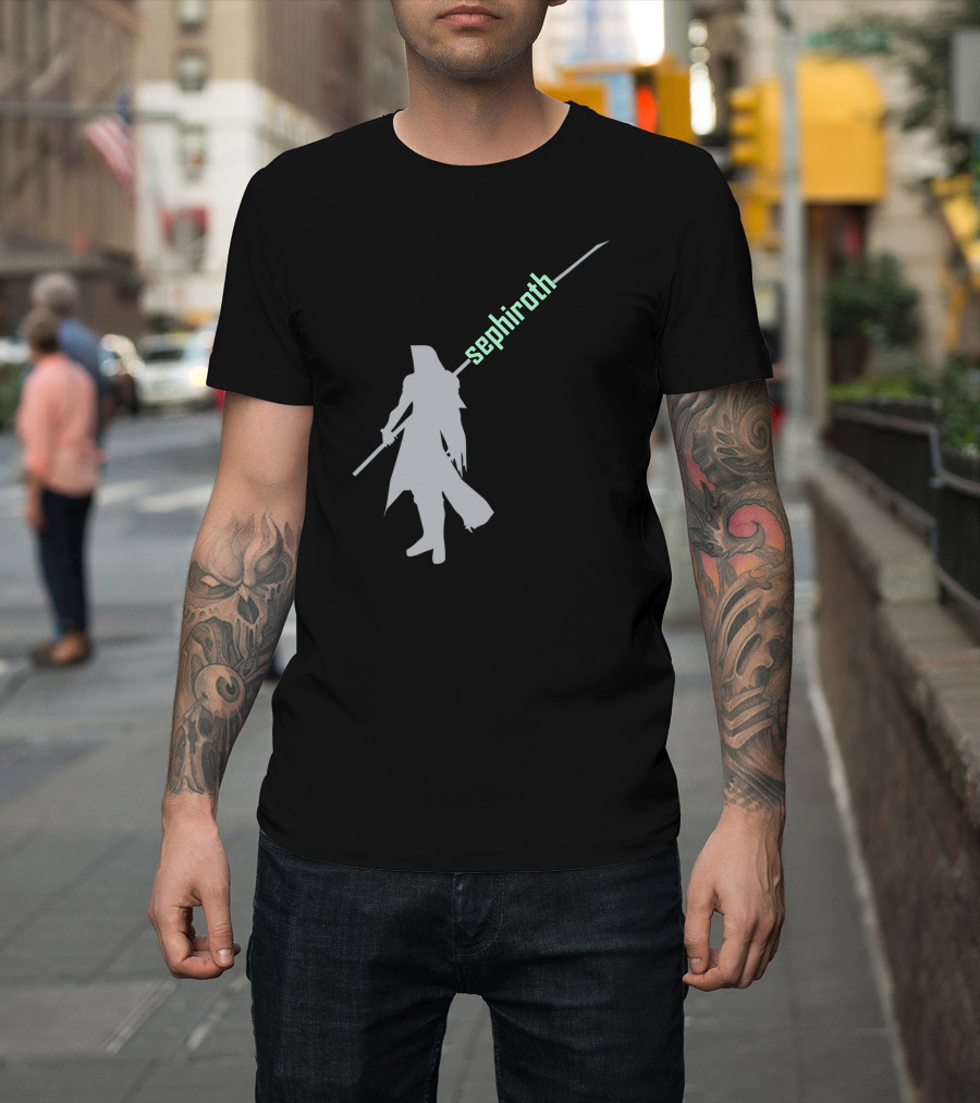 Sephiroth Silhouette Icon with Long Sword T-Shirt