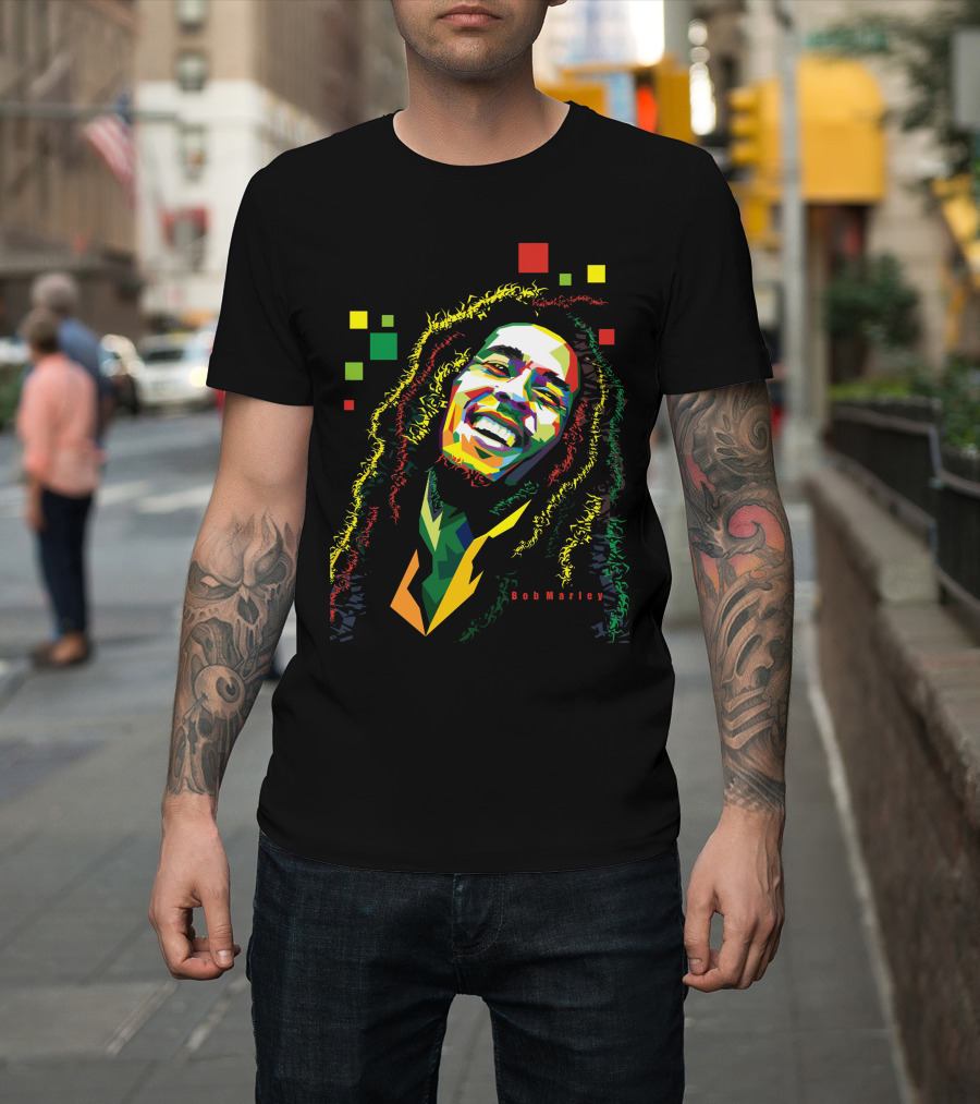 Bob Marley Rasta Way In Vibrant Colorful T-Shirt