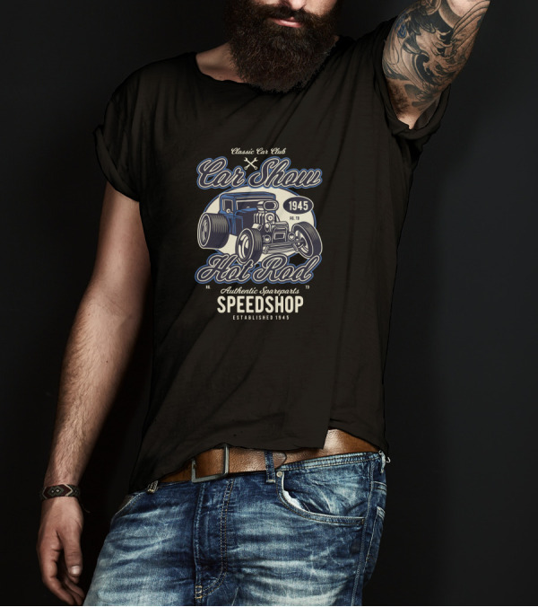 Classic Car Club Car Show Hot Rod Authentic Spareparts Speedshop Established 1945 T-Shirt
