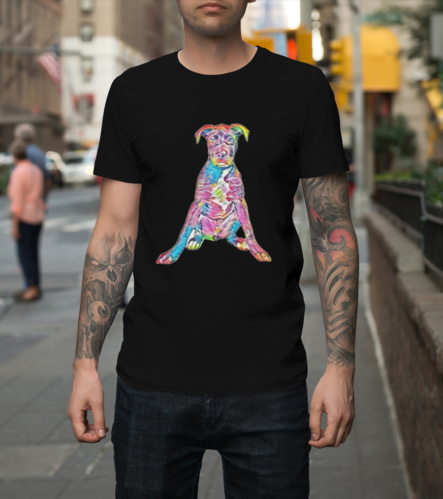 Alert Brown And White Puppy Vibrant Multicolored T-Shirt