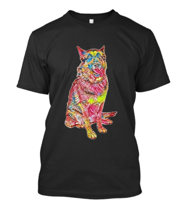German Shepherd Dog Psychedelic Colors Sitting T-Shirt