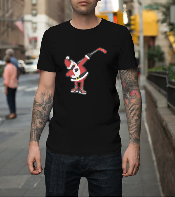 Shirt: Dabbing Santa with Ice Hockey Stick and Skates T-Shirt Dabbing Santa with Ice Hockey Stick and Skates T-Shirt