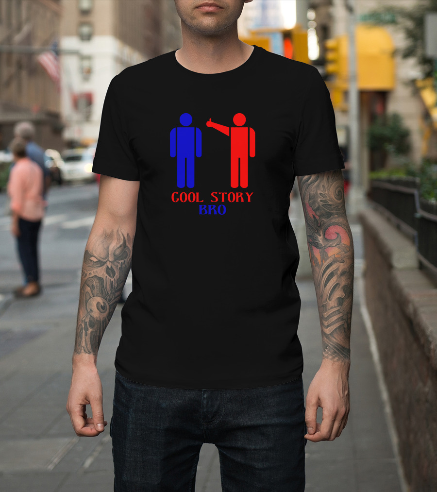 Cool Story Bro Ism Red Blue Figures Silhouette Hooded Pullovers T-Shirt