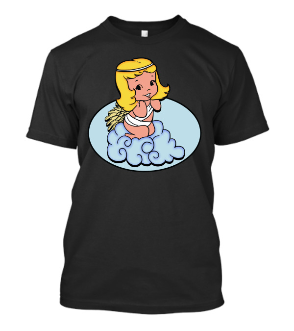 Easter Angel Sitting On Cloud With Golden Halo And Wings T-Shirt